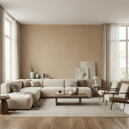 WADILE Grasscloth Peel and Stick Wallpaper 15.7in x 78.7in, Textured Contact Paper for Cabinets, Faux Linen Wall Paper Pull and Stick, Fabric Vinyl Wallpaper Self Adhesive Khaki - color: Khaki, size: 15.7" x 78.7"