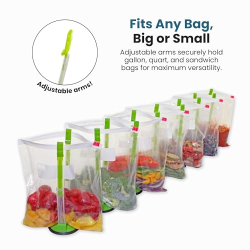Baggy Rack - (6 Pack) Sandwich Bag Racks, Clip Food Storage Bags Onto Holder, Best Opener for Freezer & Storage Baggie - Ideal Plastic Kitchen, No Hassle Cooking Gadget Solutions For a Clean Pour - size: Pack of 6