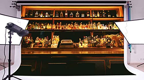 Vinyl 15x10ft Bar Photo Backdrop, Wine Cafe Restaurant Drink Shelf Photography Backdrops Friendsmas Party Urban Club Speakeasy Room Wall Art Decor Banner Photo Backdrop Booth Props BJXTPH204 - size: 15x10ft