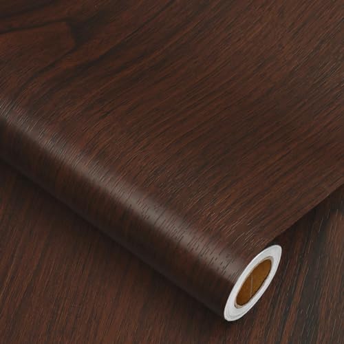 Heroad Peel and Stick Wallpaper Wood Contact Paper Red Brown Wood Grain Contact Paper Wallpaper Thicken Textured for Cabinets and Drawers Countertops Waterproof Self Adhesive Vinyl 17.5" x 393" - color: Red Brown, size: 17.5" x 393"