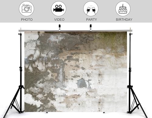 4x4ft Aged Concrete Wall Backdrop Peeling Paint and Neutral Grey Tones Photography Background for Urban and Industrial Party Decorations Tapestry Banner Photo Booth Props - size: 4x4ft