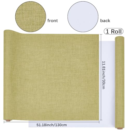 CRASPIRE 51 x 11.8 Inch Linen Book Cover Cloth Book Binding Cloth Polyester Surface Paper Backed Dark Khaki Woven Book Fabric for Books Album Scrapbooking Archival DIY Covering Bookbinding Protector - color: Dark Khaki