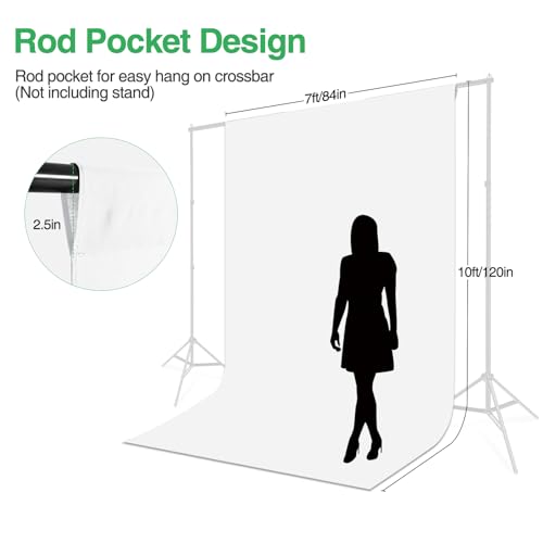 White Backdrop for Photoshoot 7x10ft (WxH), White Backdrop Curtain Backdrop for Photography Polyester Collapsible Background Screen for Portrait, Product Video, Pet, Photo Studio - color: White, size: 7x10 FT