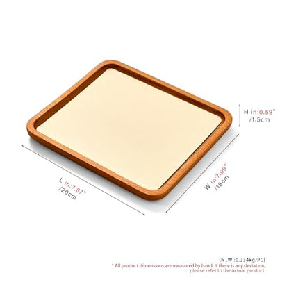 Solid Wood Jewelry Display Flat Tray for Rings Earrings Necklace Bracelet, Jewelry Photograph Display(Beige,L) - color: Beige, size: 20 * 18 * 1.5cm
