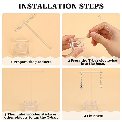 KALIONE 6 Pcs Acrylic Earrings Display Clear Earring Display Holder T Bar Earring Organizer Countertop Earring Hanger Stand Holder Tree Stand Earring Holder for Jewelry Props Show