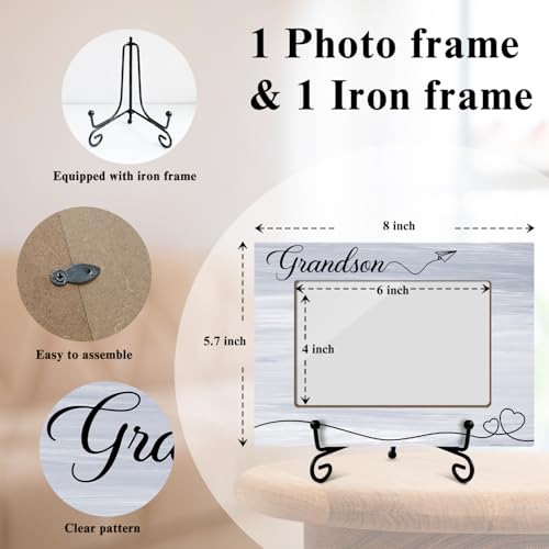 Grandson Picture Frame, Frame Gifts for Christmas Birthday, Grandson 4 x 6 Picture Frame with Stand for Tabletop Display, Grandparents Gifts (Light Purple) - color: Light Purple