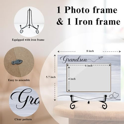 Grandson Picture Frame, Frame Gifts for Christmas Birthday, Grandson 4 x 6 Picture Frame with Stand for Tabletop Display, Grandparents Gifts (Light Purple) - color: Light Purple