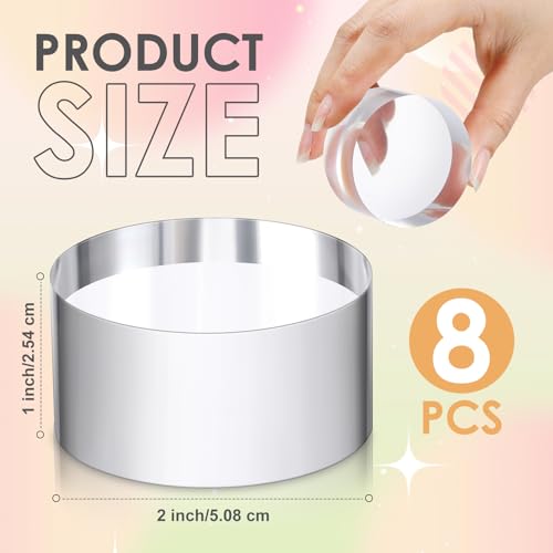 Remerry 8 Pcs Acrylic Round Blocks for Display Clear Polished Blocks Display Clear Acrylic Edge Polished Base Exhibition Riser for Table Showing Cosmetics Collectibles (2 x 2 x 1 Inches) - size: 2 X 2 X 1 Inches