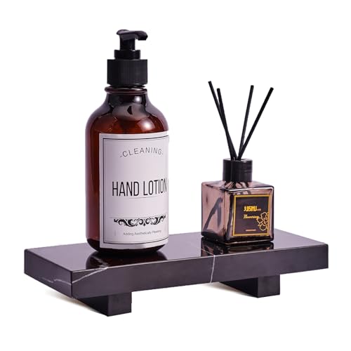 Natural Marble tray pedestal stand, Soap Dispenser Holder, Modern Marble Riser For Decor Display, Soap Pedestal For Bathroom, Kitchen, Home Decor (Marquina Black) - color: Marquina Black