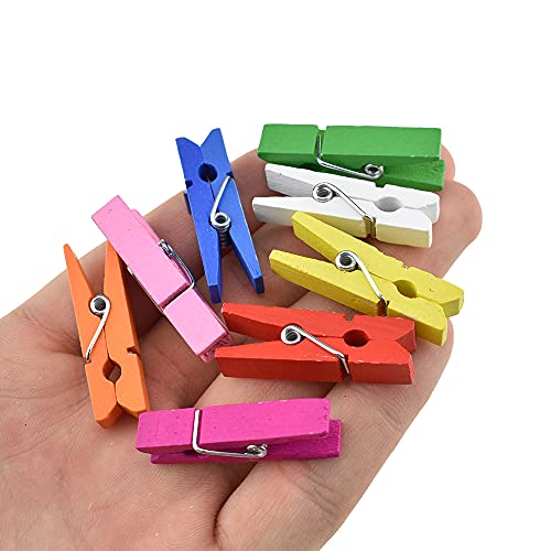 HAHIYO Colorful Wooden Clothes Pins Clothespins Small Do NOT Fall Apart 1.38 inches Length 50 Pack Sturdy Strong Springs No Rust No Discoloration for Laundry Bathroom Diy Craft photos Food Opened Bags - size: Colorful 1.38 inches 50 Pack