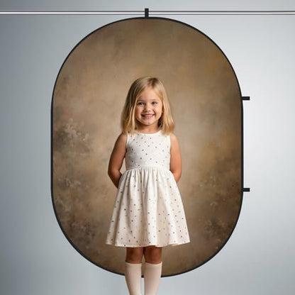 Kate Collapsible Backdrop Brown Blue Pop Up Background Portable for Headshot and Portrait Photography, Video, 5x6.5ft - color: CB06