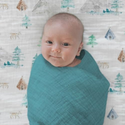 SwaddleDesigns Cotton Muslin Swaddle Blankets for Baby Boy & Baby Girl, Set of 4, Neutral Receiving Blankets for Newborn, Baby Registry & Gift, 46x46 inches, Cascadia - color: Cascadia