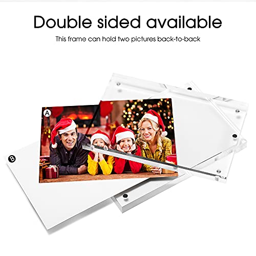 TWING 4x6 Acrylic Picture Frames,24MM Thick Double Sided Magnetic Clear Photo Frame, HD Frameless Magnetic Photo Frame Display for Desktop Gift Ideal, Cleaning Cloth Included - size: 4x6" 1pack