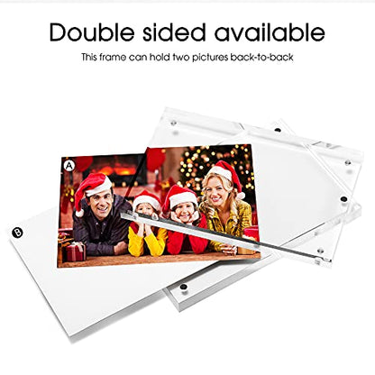TWING 4x6 Acrylic Picture Frames,24MM Thick Double Sided Magnetic Clear Photo Frame, HD Frameless Magnetic Photo Frame Display for Desktop Gift Ideal, Cleaning Cloth Included - size: 4x6" 1pack