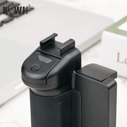 KIWIFOTOS Phone Camera Grip Handle Holder Phone Tripod Mount with Remote Shutter & Cold Shoe Adapter for iPhone 17 16 15 14 Pro Max Samsung Smartphone Selfie Vlog Video Shooting - color: Phone Camera Grip