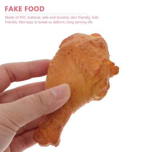 Toddmomy Fake Cooked Fried Chicken Leg Model Realistic Artificial Food Prop 3.93X2.20X1.57In for Home Kitchen Display Photography and Halloween Decor