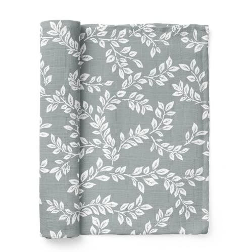 Mini Wander Swaddles for Newborns Muslin Swaddle Blankets - Breathable Soft Gender Neutral Receiving Blanket Baby Essentials | 47 x 47 Cotton - Leafy Sprig (Blue) - color: Leafy Sprig (Blue)
