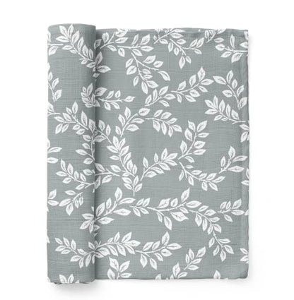 Mini Wander Swaddles for Newborns Muslin Swaddle Blankets - Breathable Soft Gender Neutral Receiving Blanket Baby Essentials | 47 x 47 Cotton - Leafy Sprig (Blue) - color: Leafy Sprig (Blue)