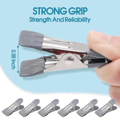 Clothes Pins Heavy Duty 30 Pack - 2.17 Inch Metal Chip Clips, Clothespins for Photo Drying Clothesline Laundry Sock, Bag Clips for Food Kitchen Stainless Steel with Rubber, Gray - color: Gray