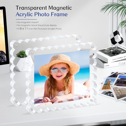 acrylic photo frame- 2Pack Scalloped Picture Frames 8×10 Inch, 15+15mm Thick BlockClear Glass Photo Frame with Thick Block | Modern Home Gift Set (2 Pack, 8X10) - color: 2 Pack, size: 8X10