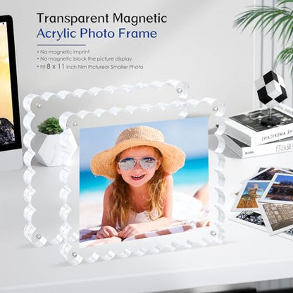 acrylic photo frame- 2Pack Scalloped Picture Frames 8×10 Inch, 15+15mm Thick BlockClear Glass Photo Frame with Thick Block | Modern Home Gift Set (2 Pack, 8X10) - color: 2 Pack, size: 8X10