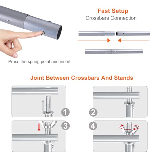 6.5 x 10ft Adjustable Backdrop Stand Kit,Heavy-Duty Photography Background Support System with Clamps & Carry Bag,Photo Video Studio Backdrop Stand for Parties,Weddings,Green Screen & Banner Display - color: Silver