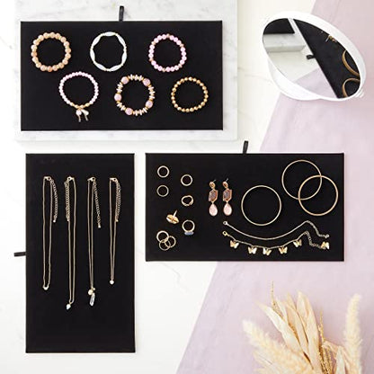 Juvale Black Velvet Jewelry Display Trays - Multipurpose Ring Display & Bracelet Holder - Soft Velvet Surface & Plush Boards - Space-Saving Stackable Jewelry Trays - Pack of 6, 14 in, Rectangular