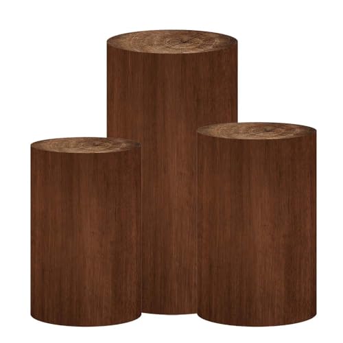 NIVIUS PHOTO Simulated Tree Stump Spandex Pillar Cover for Metal Cylinder Pedestal Stands - 3 Pieces - Covers Only, Stands are not Included (NO-1019) - color: No-1019