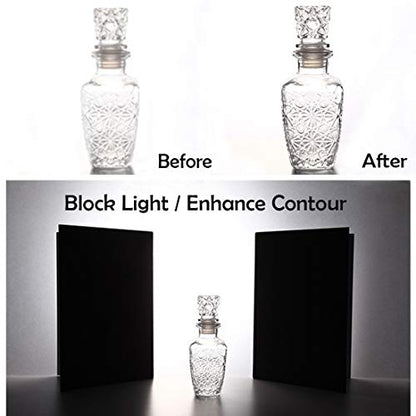 Meking 12" x 8" Light Reflector, 3 in 1 Photography Reflector Cardboard, Folding Light Diffuser Board for Food and Product Photography Lighting- Black, Silver and White - size: 1Pcs A4 Black Silver White