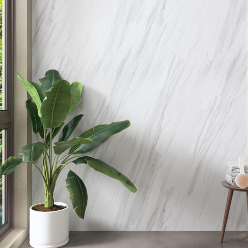 Stickyart 36"x160" Extra Wide Marble Countertop Peel and Stick White Marble Wallpaper Removable Kitchen Vinyl Countertop Wrap Waterproof Self Adhesive Laminate Counter Top Sheet for Counter Desk