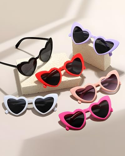 20 Pairs Heart Shaped Sunglasses for Women Colorful Glasses Fun Trendy Transparent Heart Sunglasses Party Favor - color: Heart-mix-20 Pack