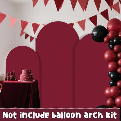 3Pcs Crimson Arch Backdrop Covers(7.2FT/6.6FT/6FT), Spandex Fitted Chiara Arch Stand Covers Backdrops for Wedding Baby Shower Birthday Graduation Photo Booth Props(Only Cover) - color: Crimson, size: 7.2FT/6.6FT/6FT