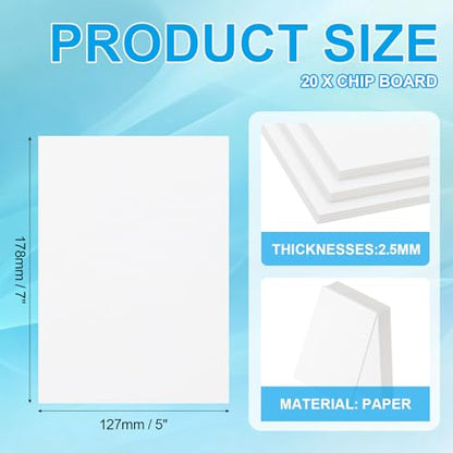 PATIKIL 7x5x0.1" Chipboard Sheets, 20Pcs 100PT Thick Book Board Binders Board Sturdy Bookbinding Supplies for Book Binding Cover, White - color: White, size: 7x5x0.1"