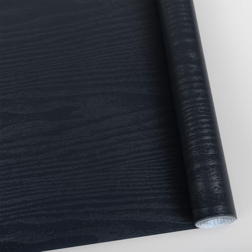 Wood Contact Paper Dark Blue Peel and Stick Wallpaper,Thickened No Teari Vinyl Wrap Sticker, Self Adhesive Waterproof Faux Wood Grain Wallpaper Cover Cabinets Desk Furniture Decoration 11.8" x 197" - color: Dark Blue, size: 11.8" x 197"