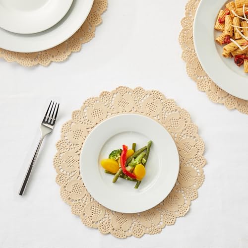 Juvale Paper Placemats - 12-Inch Round, Brown, 250 Count - Disposable Placemats & Lace Doilies - Paper Chargers for Dinner Plates - Tea Party Decorations & Wedding Table Decor - size: 12-Inch