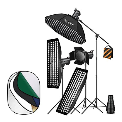 Godox 3 Pack QT600IIM 1800Ws 2.4G TTL Speedlite Studio Flash Strobe Light Bowens Mount Kit,GN76 1/8000s HHS,Recycle in 0.05-0.9 Sec for Studio Shooting, Location and Portrait Photography