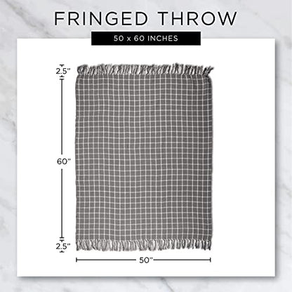 DII Rustic Farmhouse Double Diamond Woven Throw, 50x60, Brown - color: Brown
