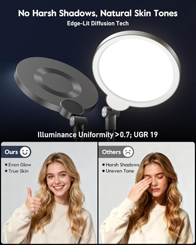 Dimmable Ring Light with Stand for Desk, Adjustable Desk Light for Video Recording, 30 Light Modes Video Conference Lighting, Zoom Lighting for Computer, Webcam, Podcast, Calls, Home Office, CRI 97.8 - size: 1 Pack