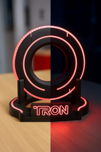 Futuristic Identity Disk Display with Stand Inspired by Tron Disc