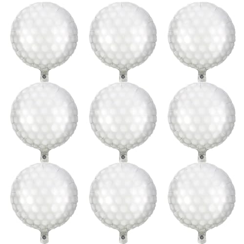 HILAVO 9PCS Golf Balloons - 18Inch Sports Aluminum Foil Balloons for Golf Themed Party Hole In One Birthday Sports Graduation Party Supplies - color: Golf Ball