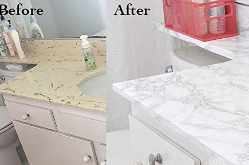 practicalWs Marble Wallpaper Granite White and Grey Paper Roll 23.6" x 118" Kitchen Countertop Cabinet Furniture is Renovated Thick PVC Easy to Remove Without Leaving Glue Upgrade - color: Gray/White, size: 23.6" x 118"