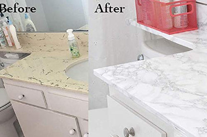 practicalWs Marble Wallpaper Granite White and Grey Paper Roll 23.6" x 118" Kitchen Countertop Cabinet Furniture is Renovated Thick PVC Easy to Remove Without Leaving Glue Upgrade - color: Gray/White, size: 23.6" x 118"