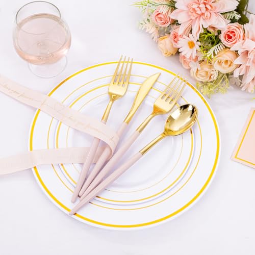SUT 160Pcs Pink and Gold Plastic Silverware, Heavy Duty Plastic Silverware, Valentines Plastic Utensils, 80 Plastic Forks, 40 Knives, 40 Spoons, Disposable Cutlery for Parties, Valentines(Pink Gold) - style: Pink Gold