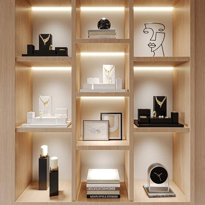 Oirlv Solid Wood Minimalism Style Jewelry Display Stand Showcase Jewelry Organizer Black Square Holder (SM05303) - color: SM05303
