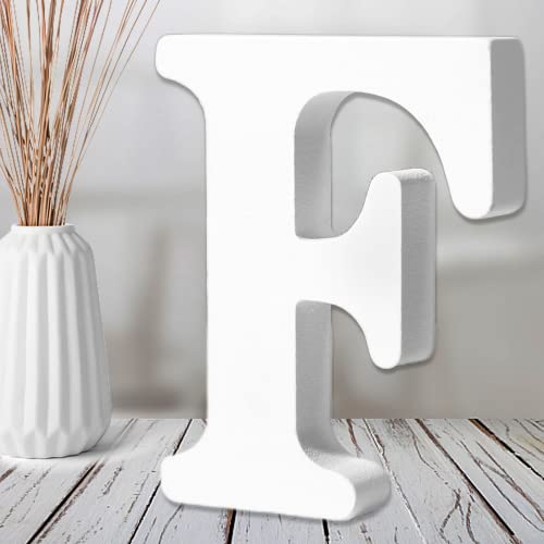 AOCEAN 6 Inch White Wood Letters - Unfinished Wood Letters for Wall Christmas Decor Standing Letters Slices Sign Board Decoration for Xmas Home Party Projects (F) - style: F