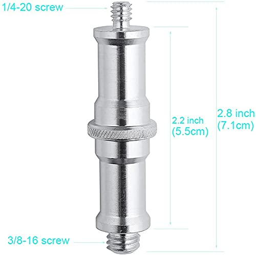 Standard Metal Male Convertor Threaded Screw Adapter Spigot Stud for Studio Light Stand, Hotshoe/Coldshoe Adapter, Ball Head, Wireless Flash Receiver, Trigger (2-Pack 1/4 to 3/8 Inch Screw) - style: 2-Pack 1/4 to 3/8 Inch Screw