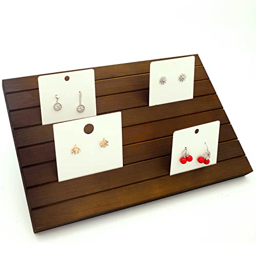 Wooden Portable Earring Display Stand Greeting card Business Card display Stand Earring card holder display stand for vendors Earring Cardboard for Selling - color: Brown