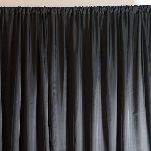 Efavormart 20ftx10ft Black Rod Ready Dual Layered Poly and Chiffon Backdrop Curtain - color: Black, size: 120"W x 240"L (Pack of 1)