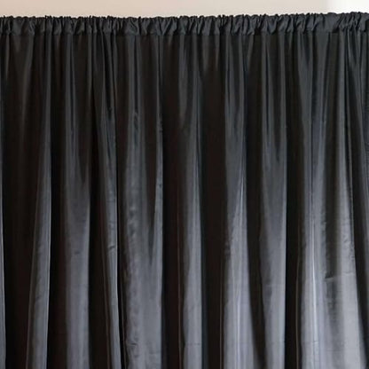 Efavormart 20ftx10ft Black Rod Ready Dual Layered Poly and Chiffon Backdrop Curtain - color: Black, size: 120"W x 240"L (Pack of 1)