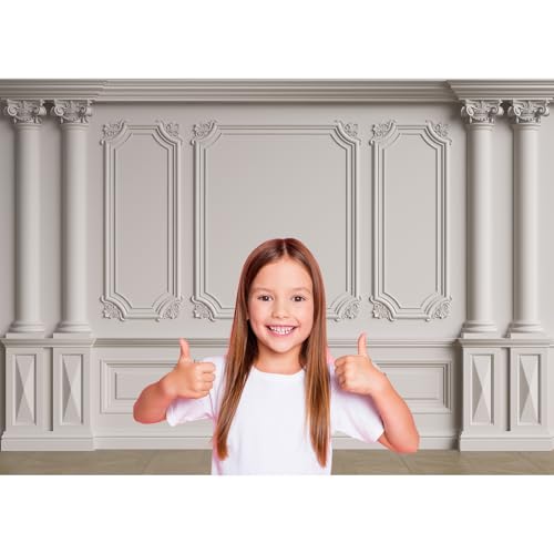 Vintage Room Backdrop Classic Interior Marble Pillars White Wall Photography Background European Frame Castle House Living Room Wallpaper Backdrop Decorations Birthday Wedding Props 5x4ft - color: White, size: 5x4ft